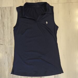 Navy Sleeveless Polo Top
